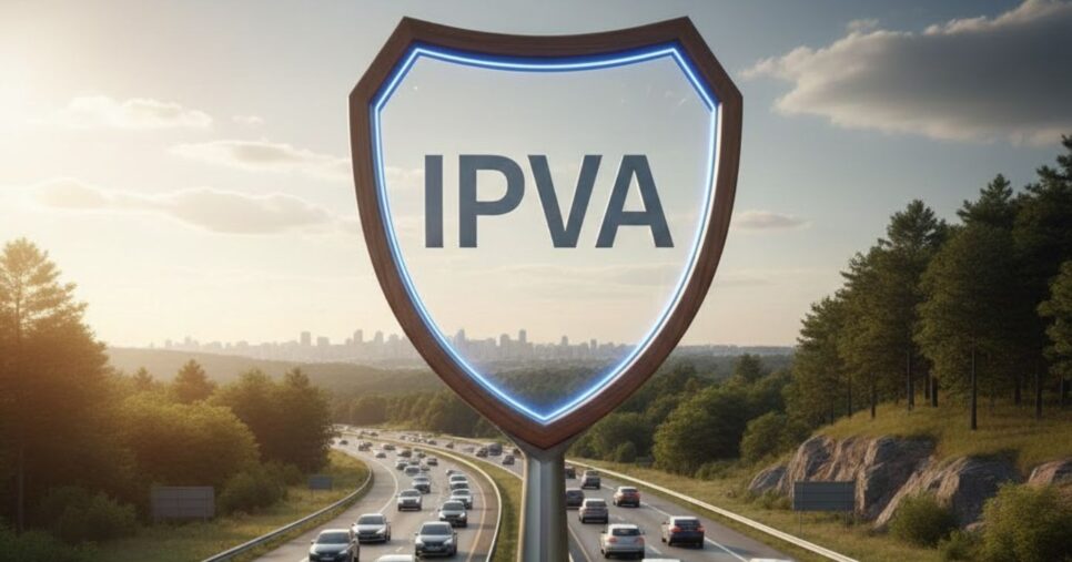 Veículos e placa de IPVA (Foto: Montagem TV Foco / GMN)