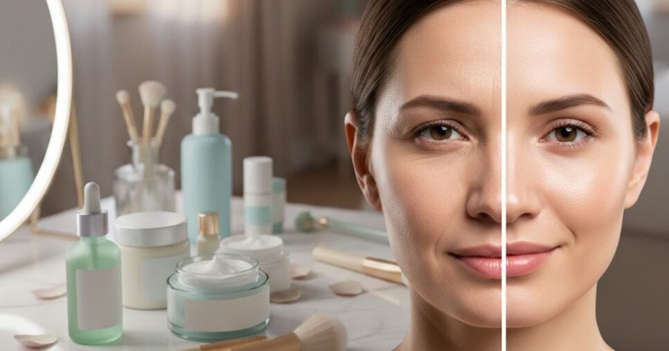 Ilustração produtos, pele com rugas e sem (Foto: Montagem TV Foco / GMN)