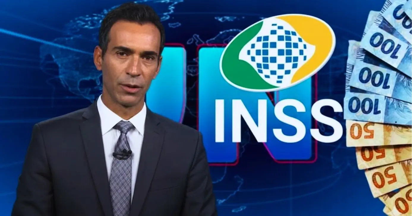 César Tralli anuncia aumento no INSS (Foto Reprodução/Montagem/Lennita/TV Foco/Canva/GMN/Globo)