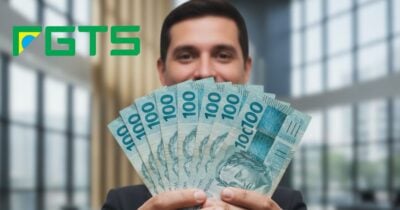 Logo FGTS e homem segurando notas de cem rerais (Foto: Montagem TV Foco / GMN / Internet)