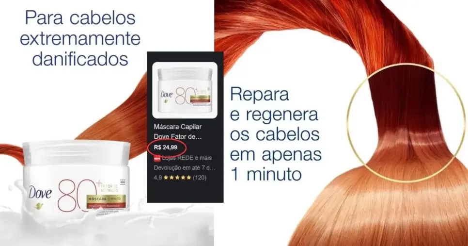 Máscara Capilar Dove 1 Minuto Concentrado Regenerador Fator de Nutrição 80