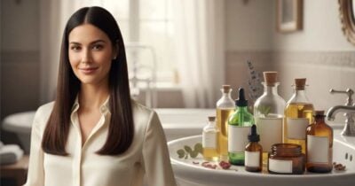 Mulher com o cabelo liso e óleos naturais (Foto: Montagem TV Foco / GMN)