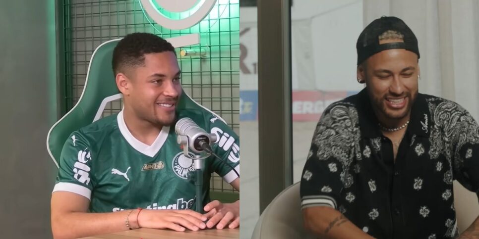 Neymar brinca com Vitor Roque e sugere ida do atacante do Palmeiras para o Santos