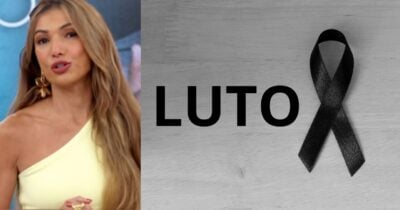Patrícia Poeta no Encontro e imagem de luto (Fotos: Reproduções / Globo / Canva)