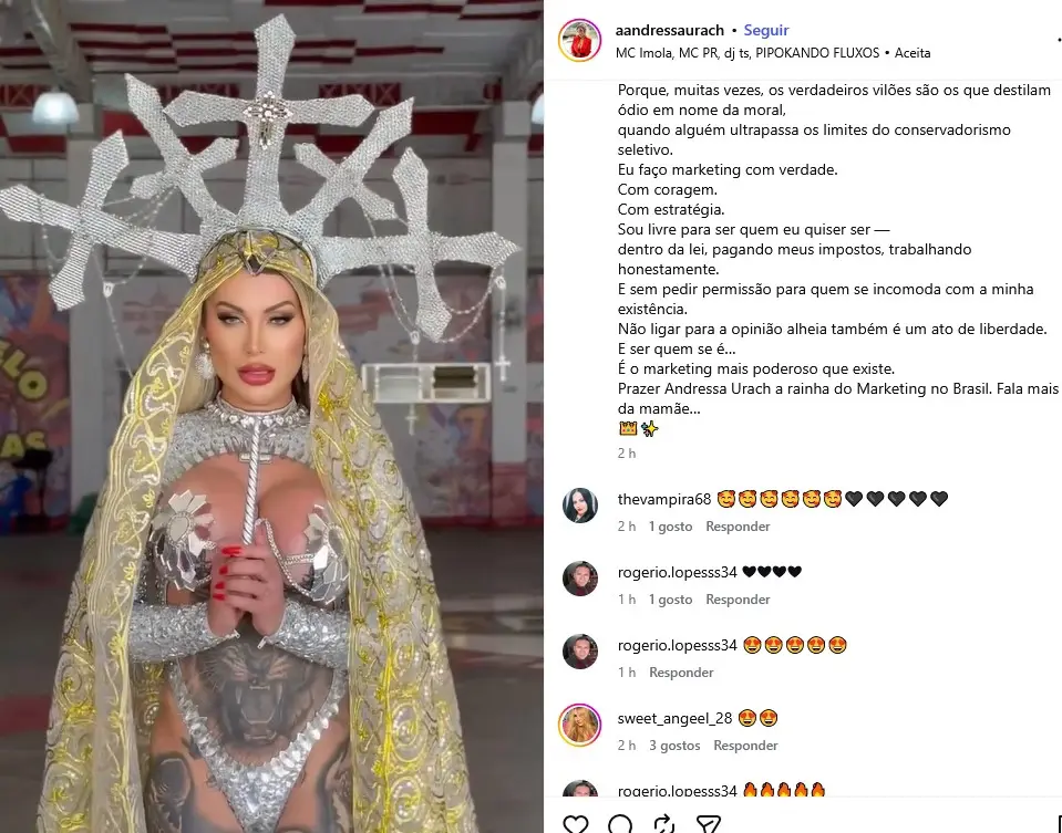 Andressa Urach alfinetou os críticos (Foto: Reprodução / Instagram) Andressa Urach alfinetou os críticos (Foto: Reprodução / Instagram)