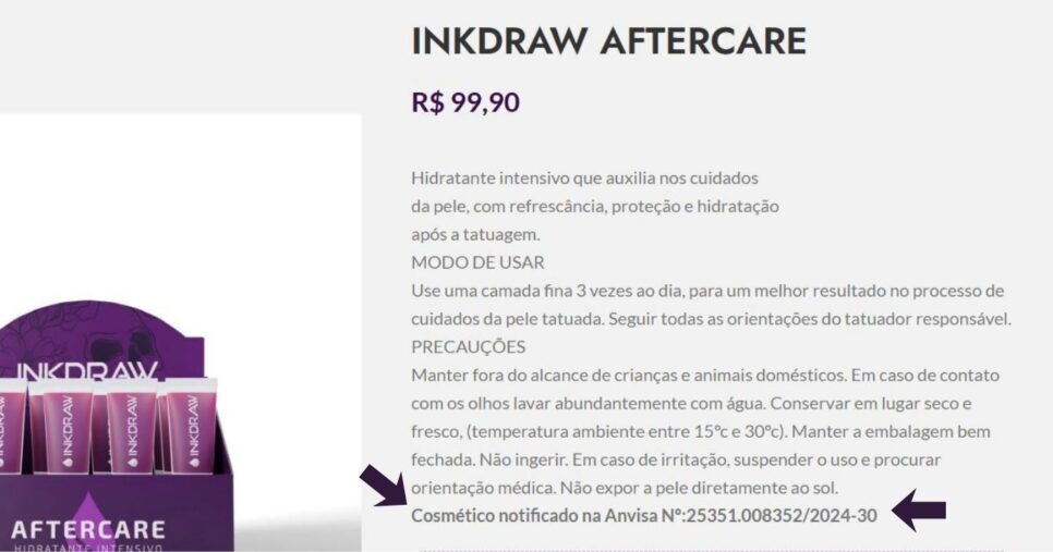 Produto da Inkdraw Aftercare (Foto Reprodução/site oficial da empresa)