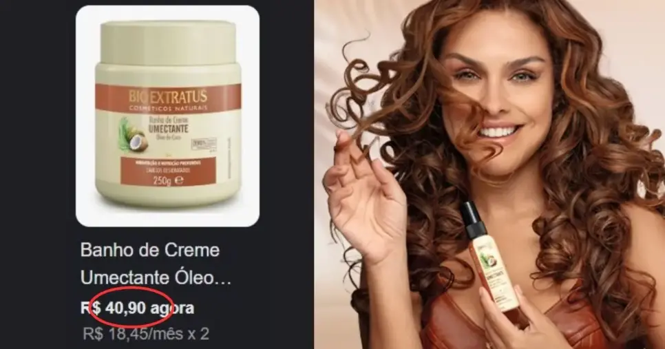 Bio Extratus Umectante (Linha Coco) (Foto Reprodução/Montagem/TV Foco/Lennita/YouTube/Google Shopping)