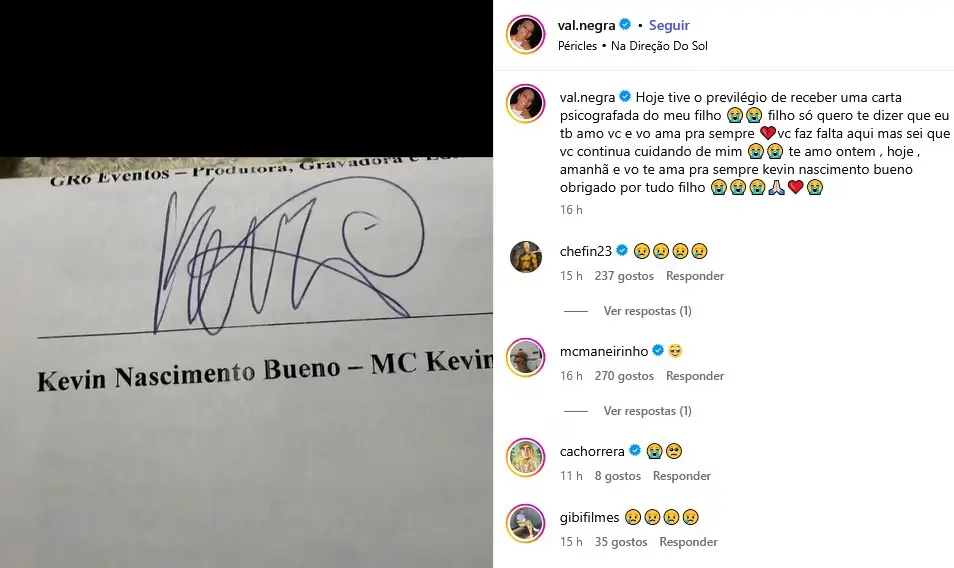 Mãe de MC Kevin desabafou nas redes sociais (Foto: Reprodução / Instagram) Mãe de MC Kevin desabafou nas redes sociais (Foto: Reprodução / Instagram)