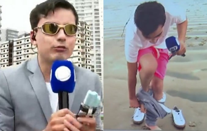 Dudu tirou a roupa ao vivo (Foto: Reprodução / Record)
