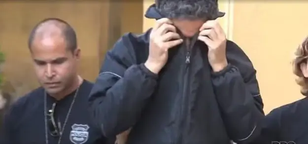 O ex-BBB Laércio ao ser preso em Curitiba, em 2017 (Foto: Reprodução / RPC/TV / Globo) 