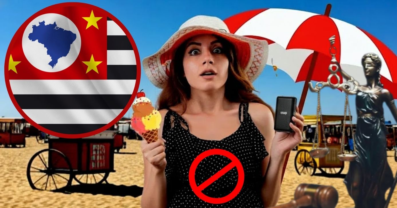 Saiba o que a lei estadual diz sobre essa atitude na praia (Foto Reprodução/Montagem/TV Foco/Canva/GMN/Lennita)