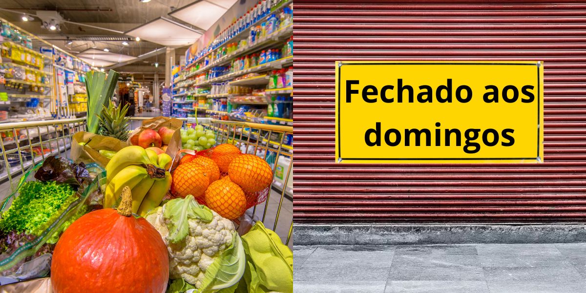 Lei obriga supermercados a fecharem aos domingos (Reprodução: Montagem )