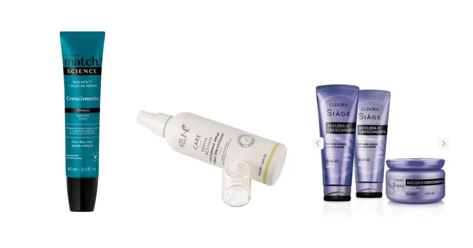 Tônico capilar match science, Keune Care Derma Activate e Eudora Siàge Acelera o Crescimento (Fotos: Keune / Boticário) Tônico capilar match science, Keune Care Derma Activate e Eudora Siàge Acelera o Crescimento (Fotos: Keune / Boticário)