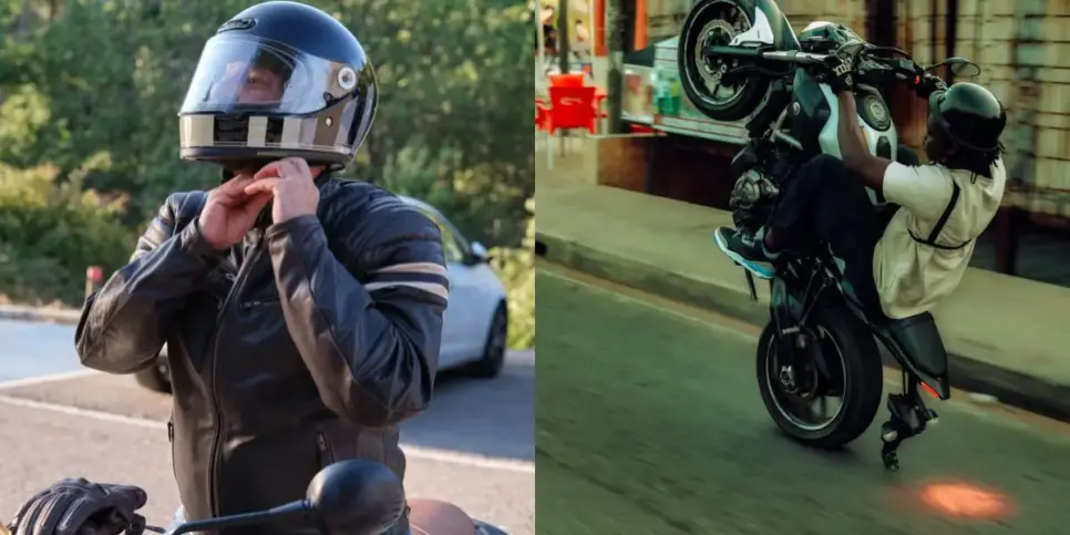 Andar sem capacete e empinar a moto suspendem a CNH (Reprodução: Montagem TV Foco)