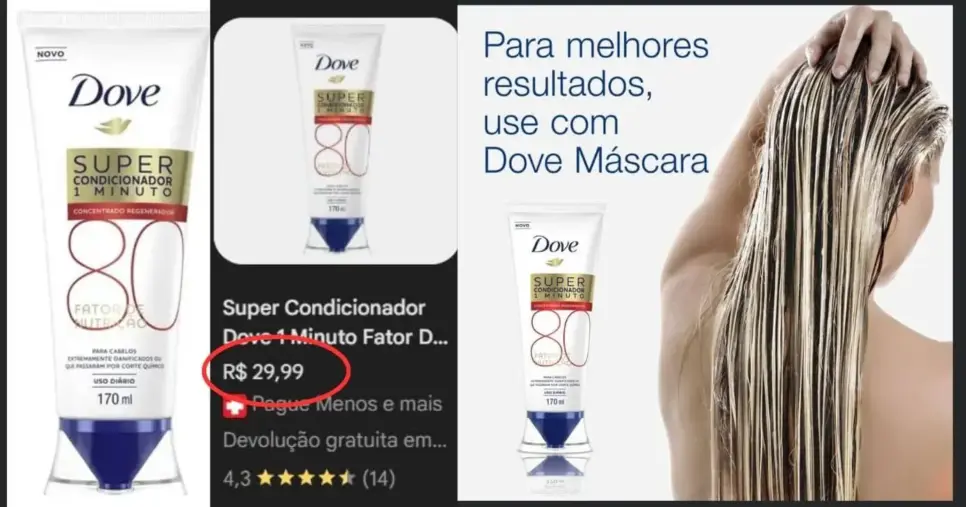 Dove Máscara 1 Minuto Fator de Nutrição 80 (170ml):