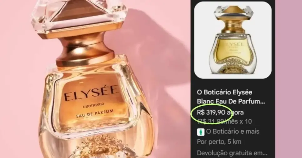 Elysée -Boticário (Foto Reprodução/Montagem/TV Foco/Canva/GMN/Lennita/Google Shopping/Boticário)