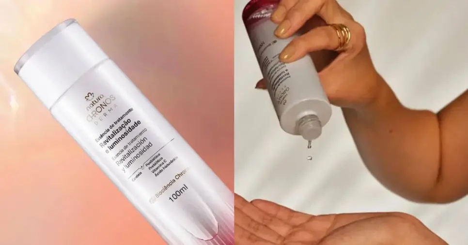 Essência de Tratamento Revitalização e Luminosidade Chronos Derma da Natura - Foto: Montagem Essência de Tratamento Revitalização e Luminosidade Chronos Derma da Natura - Foto: Montagem