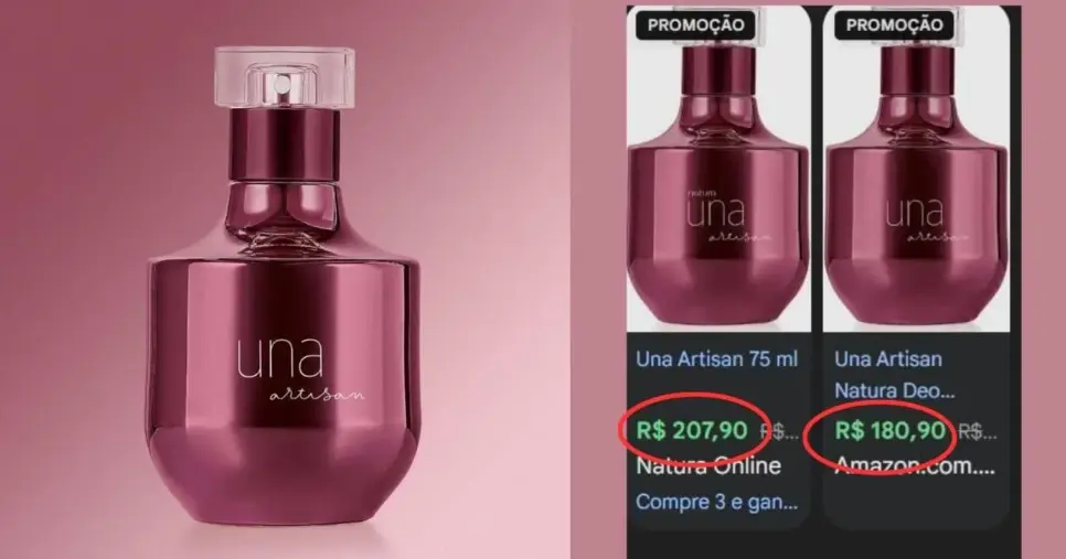 Una Artisan (Foto Reprodução/Montagem/Lennita/TV Foco/Google Shopping/Natura) Una Artisan (Foto Reprodução/Montagem/Lennita/TV Foco/Google Shopping/Natura)