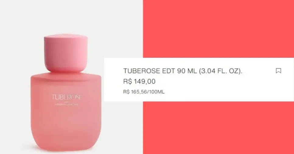 Zara Tuberose (Foto Reprodução/Montagem/Lennita/Canva/Zara) Zara Tuberose (Foto Reprodução/Montagem/Lennita/Canva/Zara)