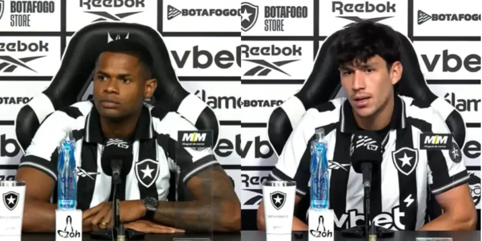 Junior Santos (jogador da esquerda) ao lado de Ferraresi no Botafogo (Reprodução: Youtube) Junior Santos (jogador da esquerda) ao lado de Ferraresi no Botafogo (Reprodução: Youtube)