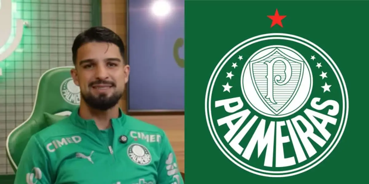 Logo do Palmeiras e Flaco López (Reprodução: Youtube)