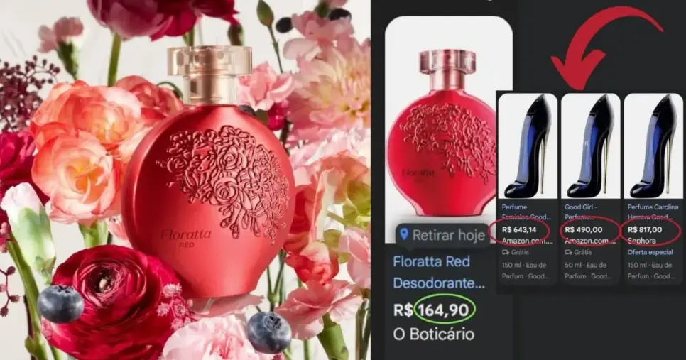 Floratta Red x Good Girl (Foto Reprodução/Montagem/Lennita/TV Foco/Google Shopping/Boticário) Floratta Red x Good Girl (Foto Reprodução/Montagem/Lennita/TV Foco/Google Shopping/Boticário)