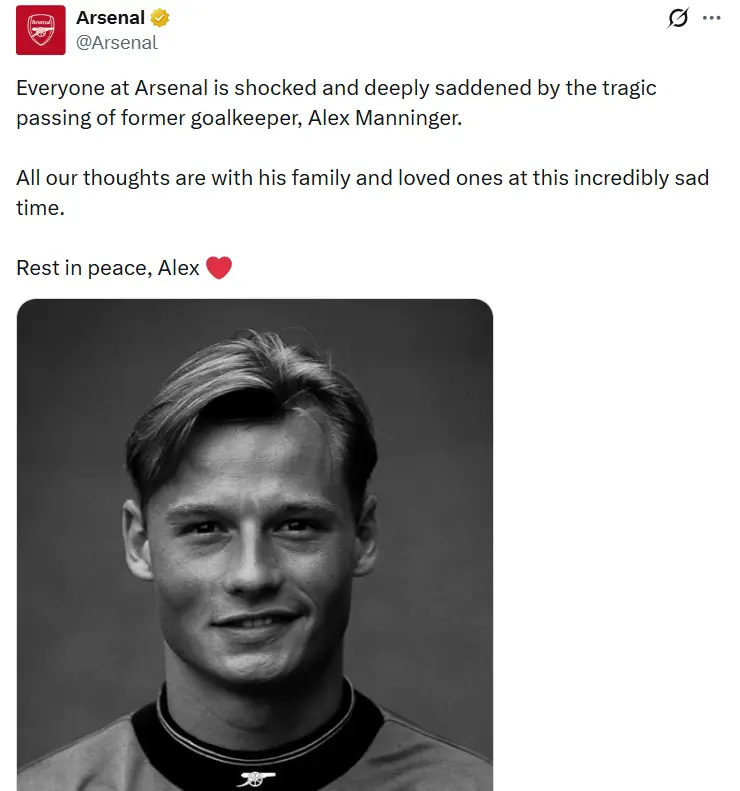 Morre ex-goleiro do Arsenal - Foto: Reprodução: X