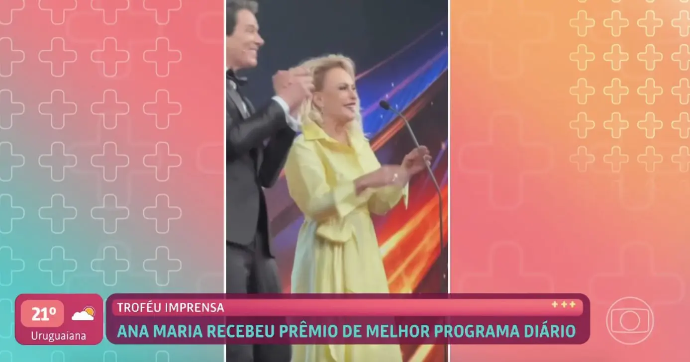 Celso Portiolli e Ana Maria no Troféu Imprensa (Foto: Reprodução / Globo)