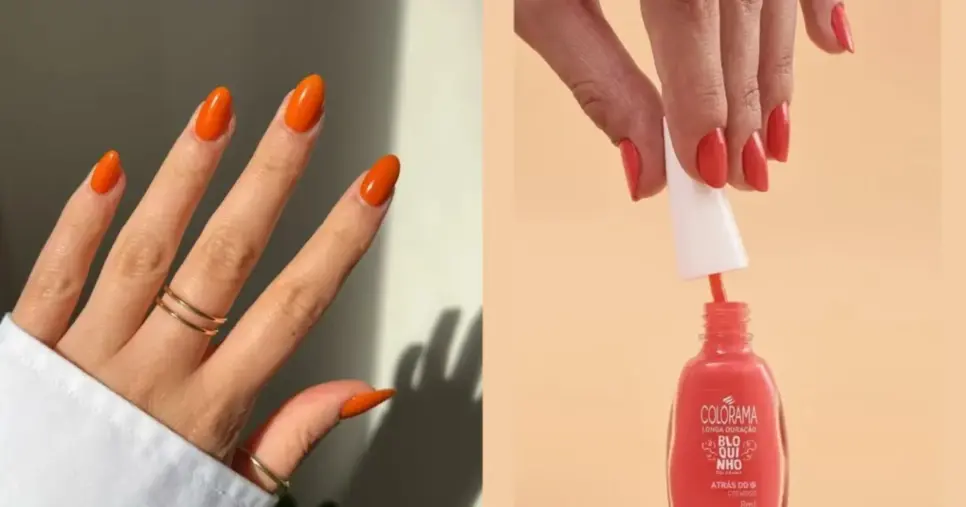 Esmalte laranja com uma blusa branca (Foto: Reprodução/Montagem/Lennita/Internet) Esmalte laranja com uma blusa branca (Foto: Reprodução/Montagem/Lennita/Internet)