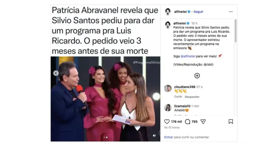 Luis Ricardo e Patrícia Abravanel (Fotos: Reproduções / Instagram / SBT) Luis Ricardo e Patrícia Abravanel (Fotos: Reproduções / Instagram / SBT)