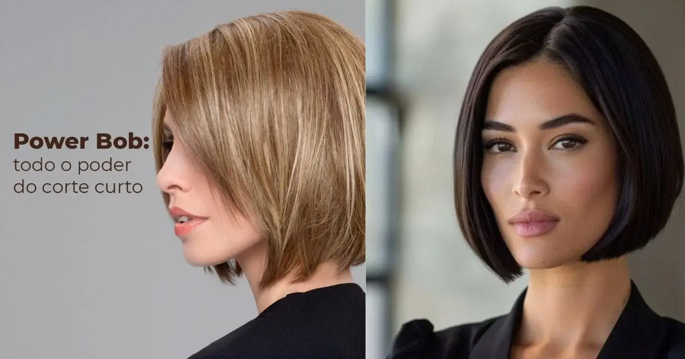 Corte de cabelo Power Bob (Foto Reprodução/Montagem/Lennita/TV Foco/Canva/Pinterest)