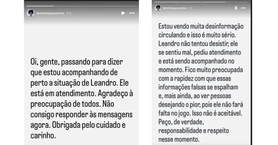 Publicação de Dominique sobre Boneco, do BBB26 (Foto: Reprodução / Instagram)