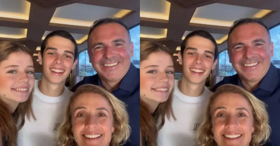 Reinaldo Gottino, Simone Chimenti e os filhos (Foto: Reprodução/Internet)