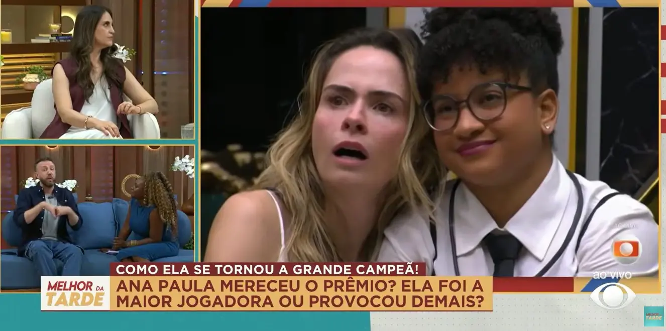 Apresentadores do Melhor da Tarde falam sobre vitória de Ana Paula no BBB26 (Foto: Reprodução / Band) Apresentadores do Melhor da Tarde falam sobre vitória de Ana Paula no BBB26 (Foto: Reprodução / Band)
