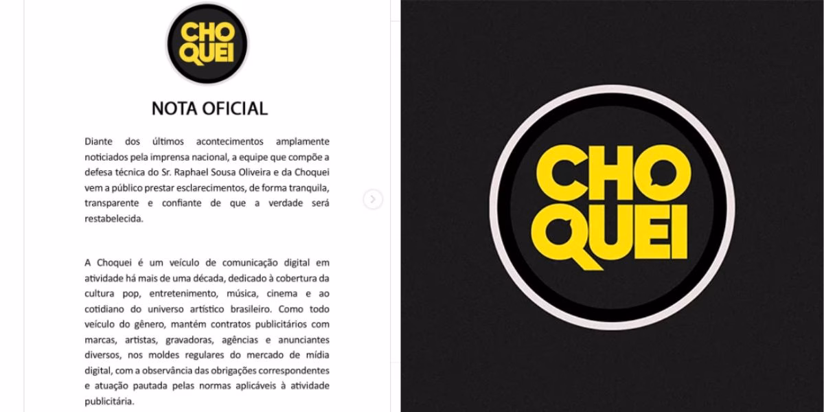 Choquei emitiu nota oficial (Reprodução: Instagram) Choquei emitiu nota oficial (Reprodução: Instagram)