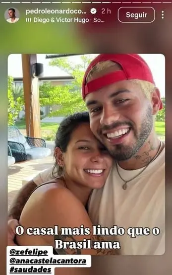 Pedro Leonardo publica foto do irmão com Ana Castela (Foto: Reprodução / Instagram)