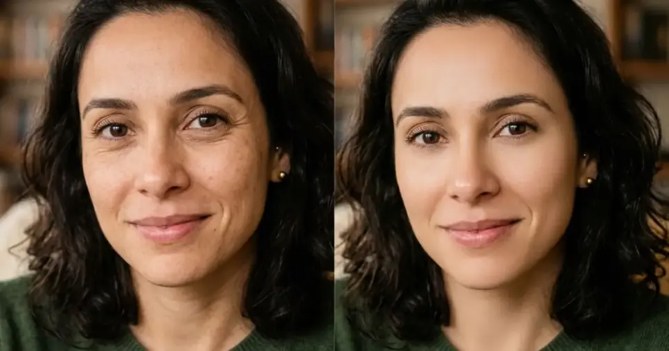 Antes e depois de linhas finas no rosto (Foto: Montagem TV Foco / GMN)