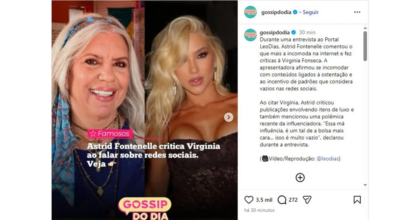 Apresentadora Astrid Fontenelle detona Virginia Apresentadora Astrid Fontenelle detona Virginia