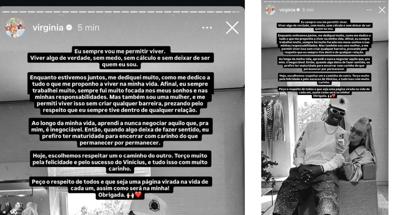 Virginia Fonseca anuncia término com Vini Jr (Foto: Reprodução / Instagram) Virginia Fonseca anuncia término com Vini Jr (Foto: Reprodução / Instagram)