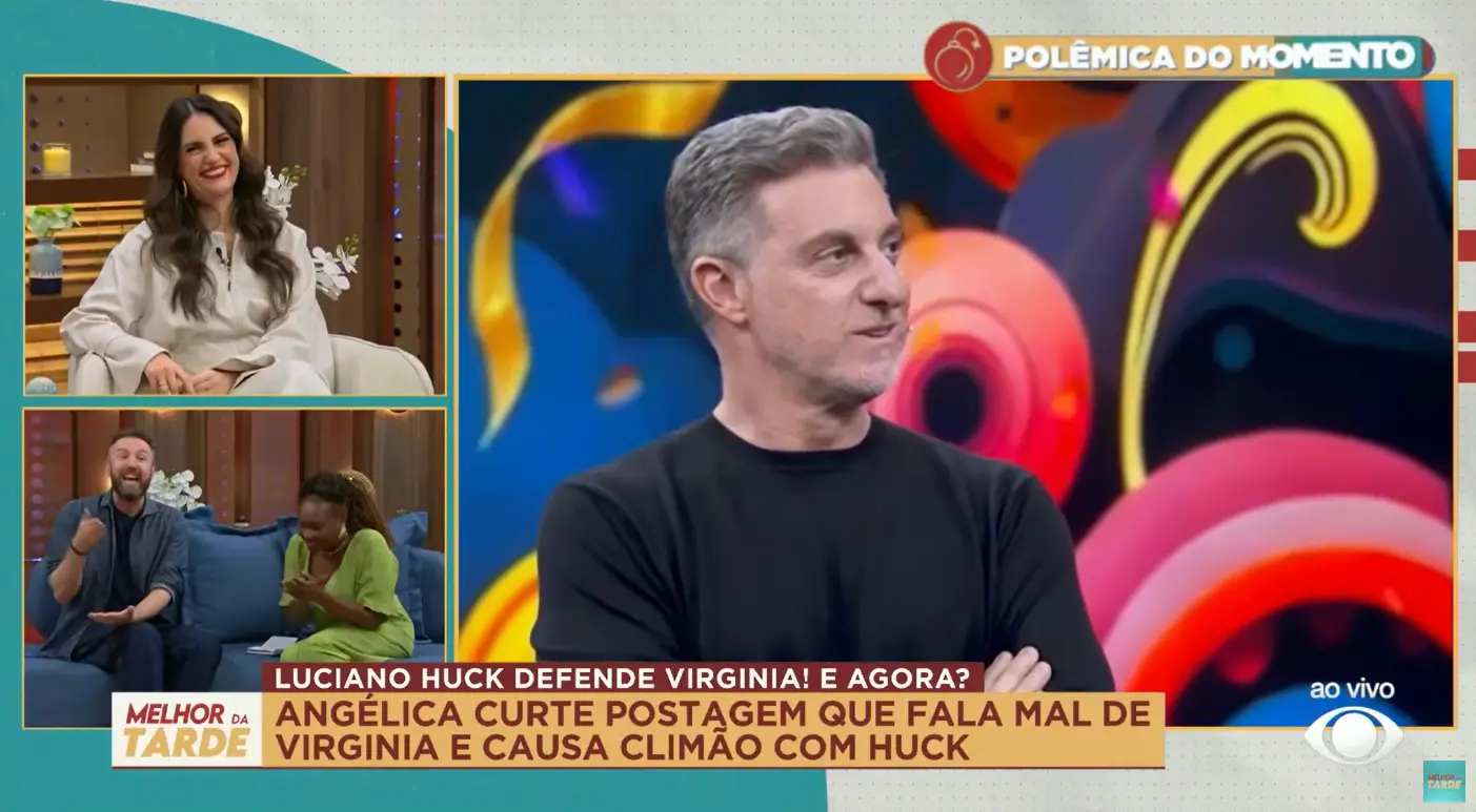 Chris Flores, Thiago e Janaina repercutiam polêmica com Angélica (Foto: Reprodução / Band) 