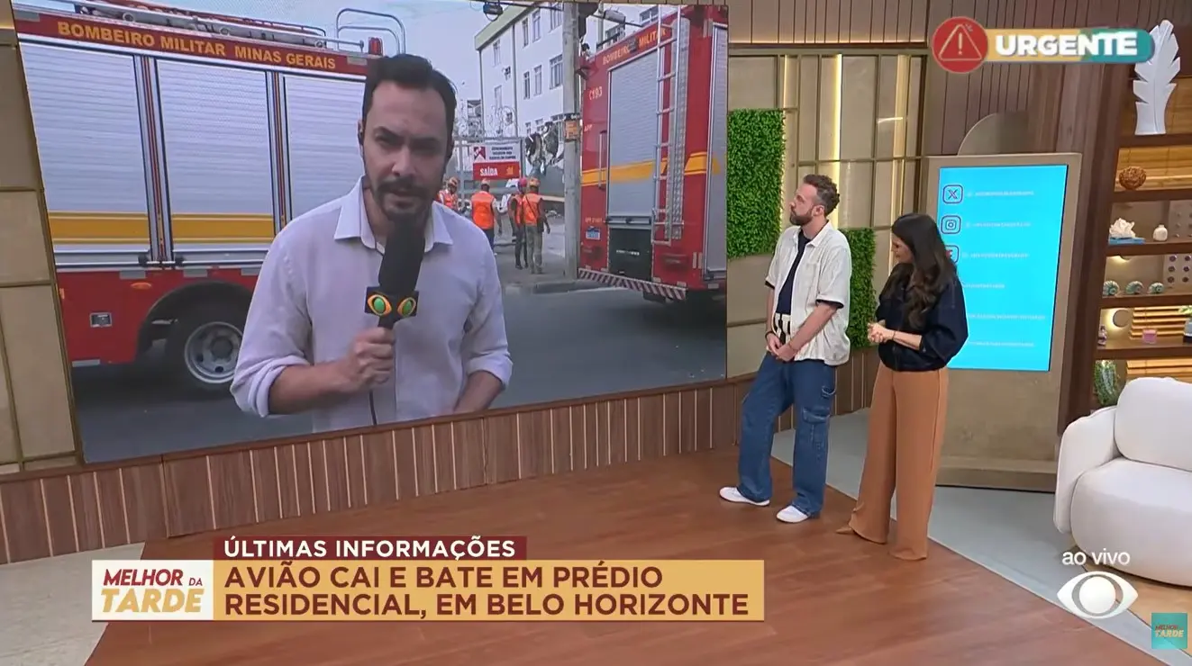 Chris Flores se abala ao confirmar morte na Band (Foto: Reprodução / Band) 