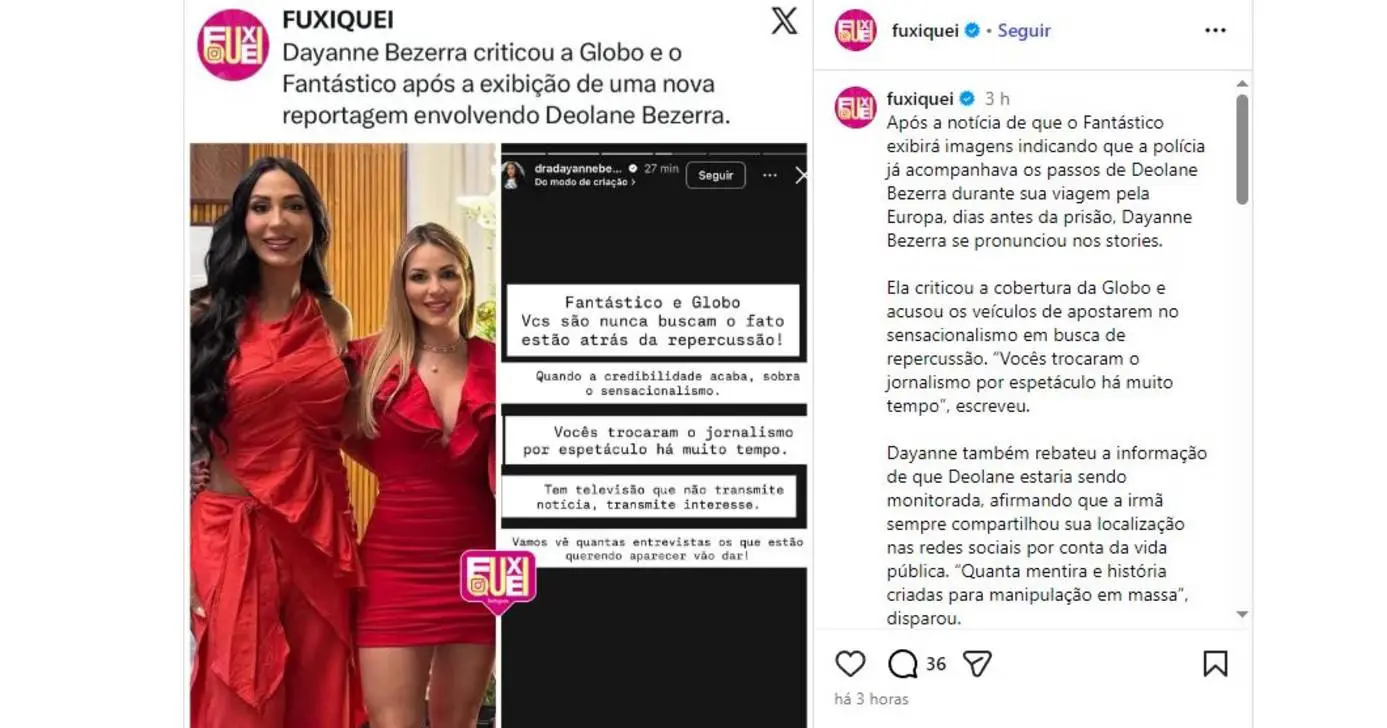 Dayanne Bezerra critica a Globo