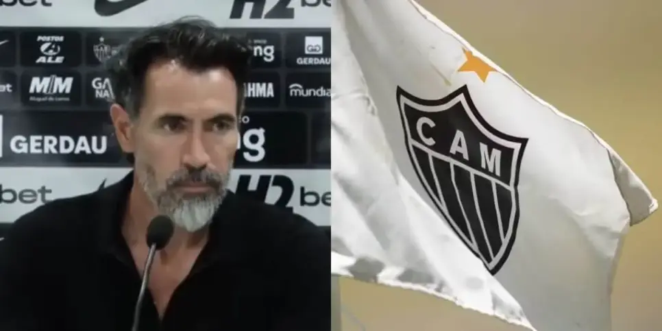 Eduardo Domínguez comunica decisão sobre meia do Atlético-MG (Reprodução: Youtube) Eduardo Domínguez comunica decisão sobre meia do Atlético-MG (Reprodução: Youtube)