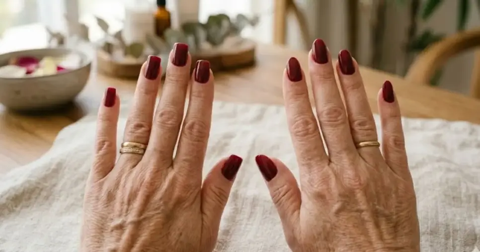 Formatos ovais e quadrados para unhas são os mais indicados para uso de esmaltes em tons de vermelho fechado (Foto Reprodução/GMN)