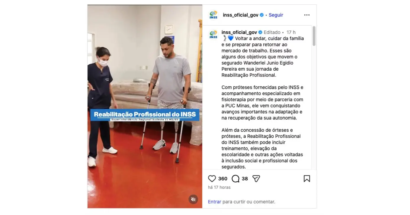 Comunicado do INSS sobre a Reabilitação Profissional (Foto: Reprodução / Instagram) Comunicado do INSS sobre a Reabilitação Profissional (Foto: Reprodução / Instagram)
