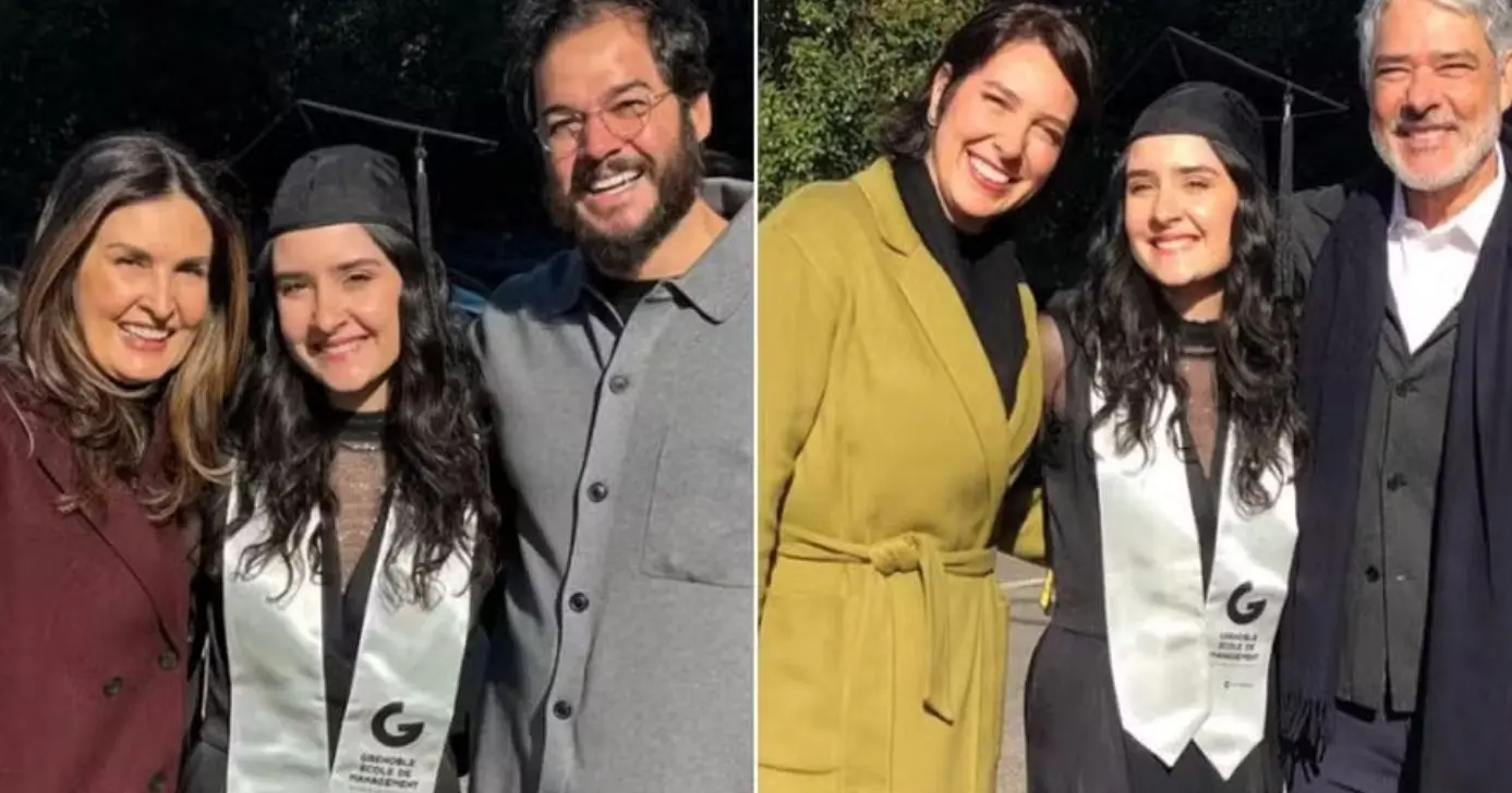 Laura Boener com sua mãe e Túlio/ com seu pai e Natasha em cliques públicos, feitos durante sua formatura (Foto Reprodução/Instagram) Laura Boener com sua mãe e Túlio/ com seu pai e Natasha em cliques públicos, feitos durante sua formatura (Foto Reprodução/Instagram)