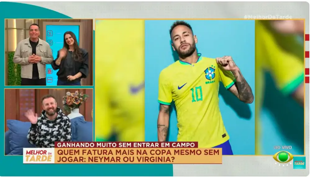 Leo Dias, Chris Flores, Neymar e Thiago Pasqualotto (Foto: Reprodução / Band) Leo Dias, Chris Flores, Neymar e Thiago Pasqualotto (Foto: Reprodução / Band)