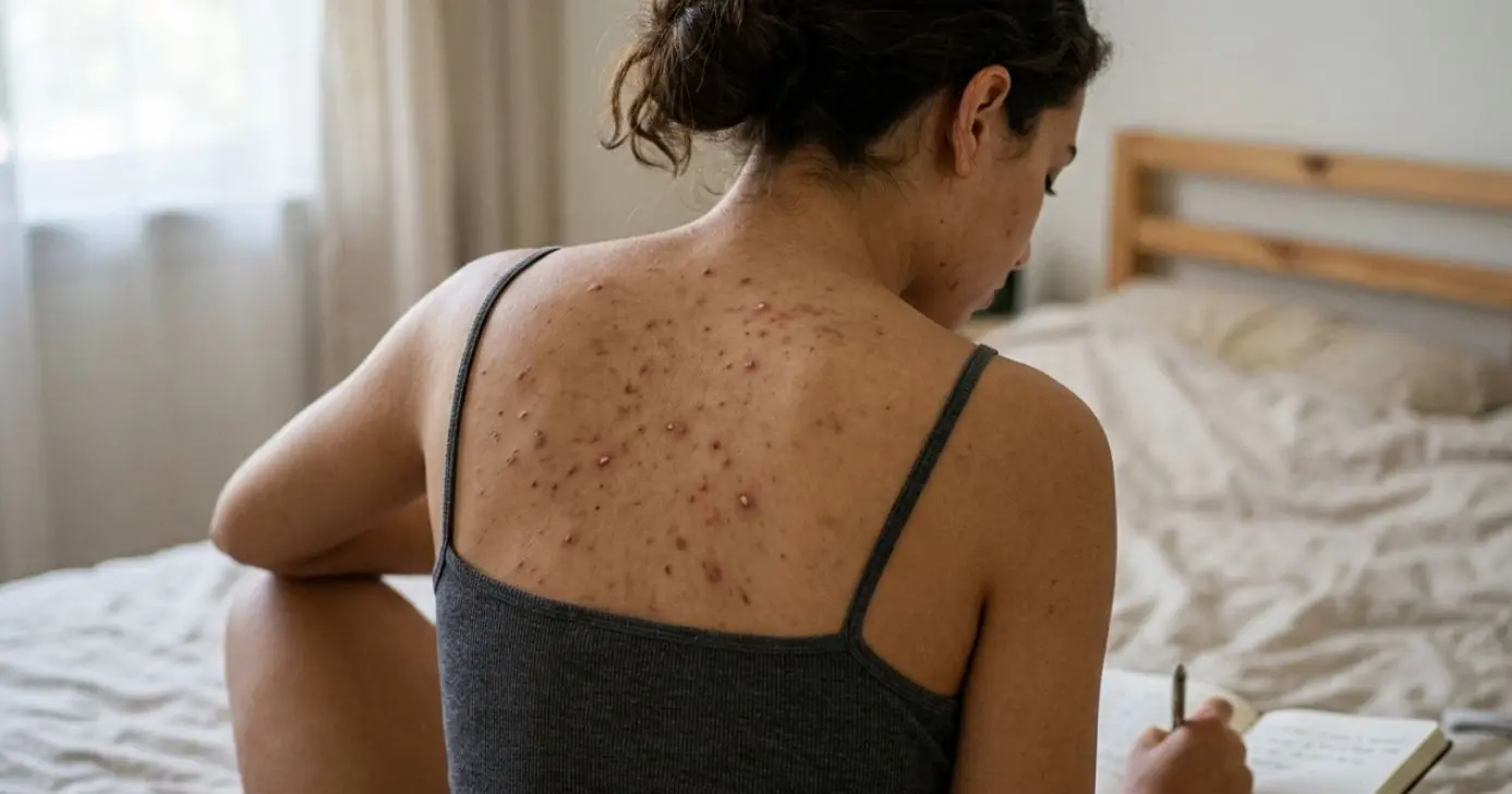 Ilustração mulher com espinhas nas costas (Foto: Montagem TV Foco / GMN)