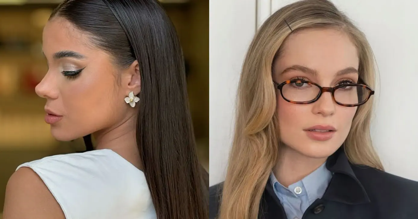 Penteado com risca central e acabamento alinhado (Foto: Reprodução)