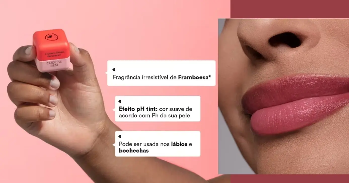 Balm Labial linha Feira- Cuide- Se Bem/QDB (Foto Reprodução/Montagem/Lennita/TV Foco/Google Shopping/Boticário)